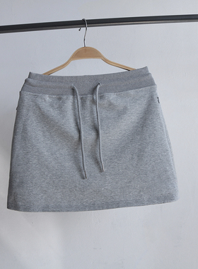 APPLY自制休闲运动灰色短裤女黑色a字裙卫群半身裙包臀裙运动裙