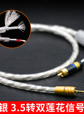 美国进口立顿/LITON镀银信号线3.5转双RCA一分二加密双屏蔽音频线