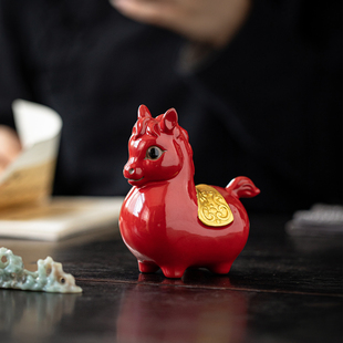 创意陶瓷马茶宠摆件马到成功茶玩茶具配件茶桌装 饰品生肖马年礼品