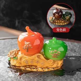 变色苹果茶宠可养茶玩创意水果茶台茶具装 饰品富贵平安茶桌小摆件