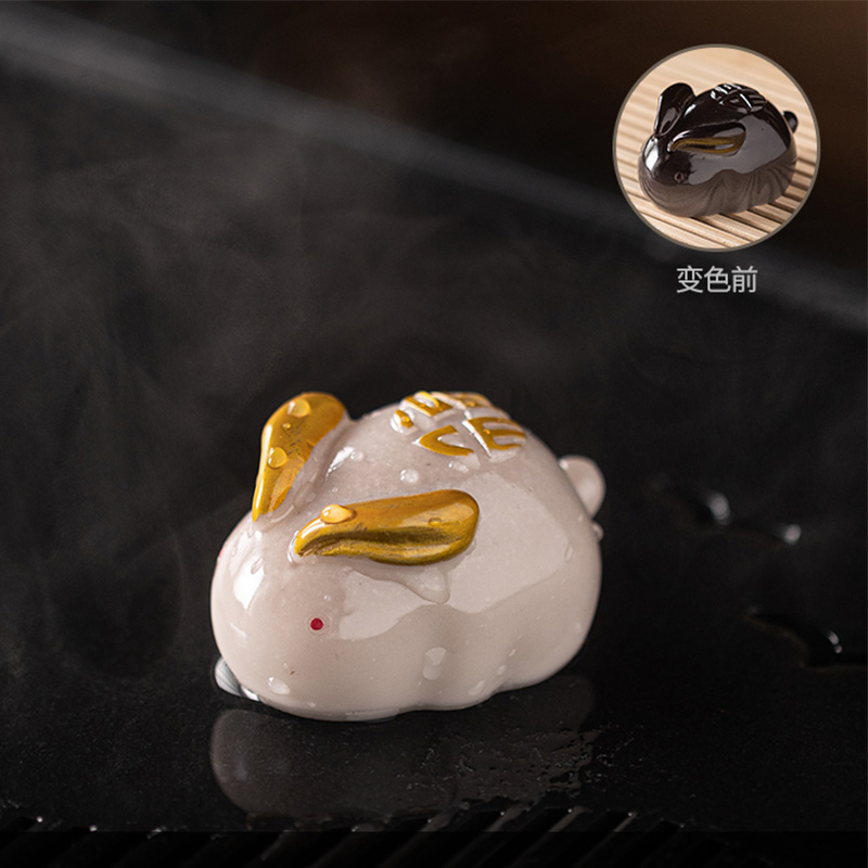 创意变色兔子茶宠摆件