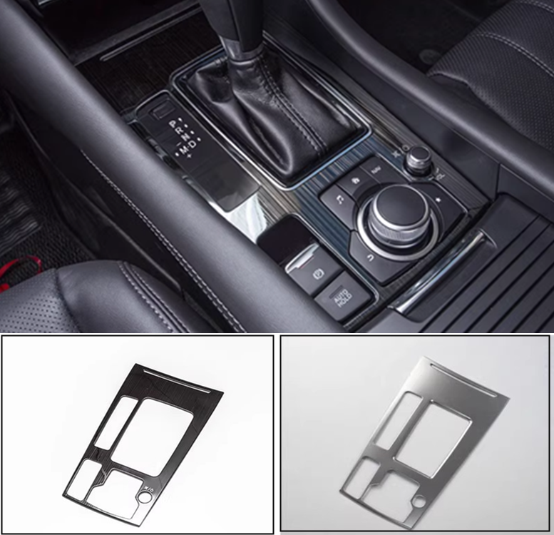 20-23款马自达6阿特兹改装不锈钢内饰黑钛拉丝排挡框中控面板贴片