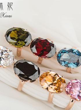 曼休妮锆石活口戒指女欧美