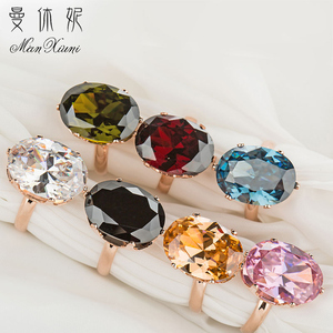 曼休妮锆石活口戒指女欧美