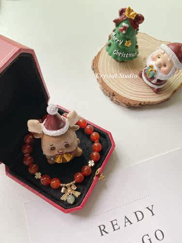 女红玛瑙圣诞风铃铛手链