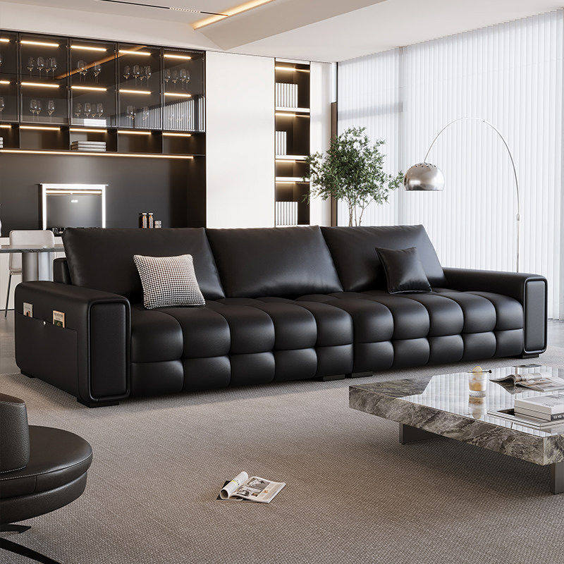 意式极简头层真皮客厅直排沙发高端大气大小户型家用皮艺沙发组合