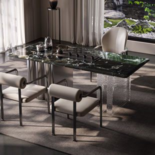 意式极简高端大理石纯天然奢石茶桌办公家用一体阳台茶台茶椅组合