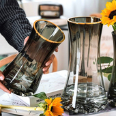 ins风轻奢玻璃花瓶摆件客厅插鲜花水养富贵竹玻璃瓶网红创意花器