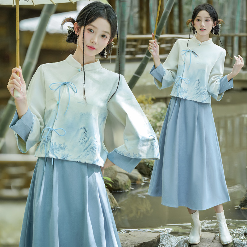 秋冬新中式国风汉服套装