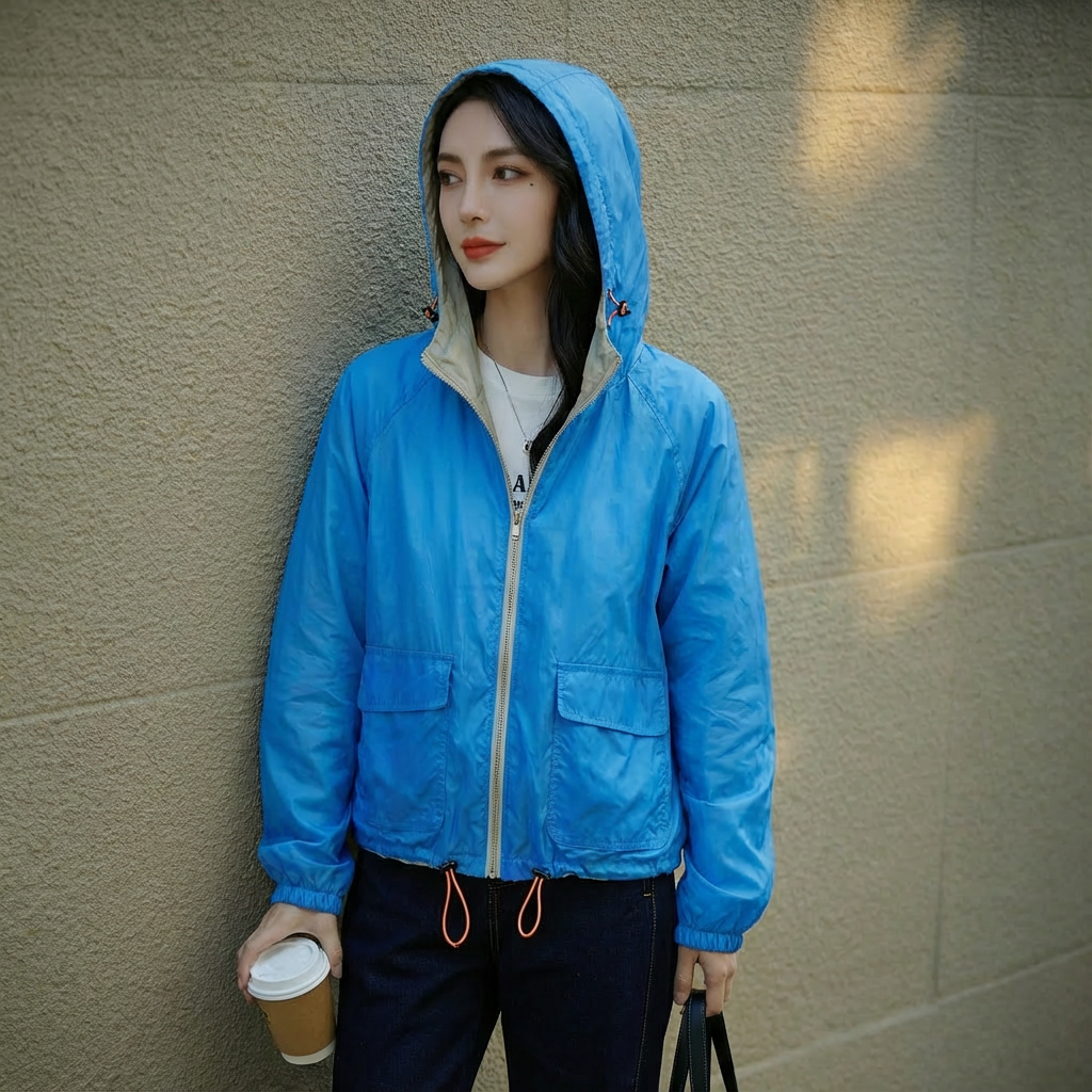 出游首选 轻薄舒适双向拉链双面穿宽松连帽防晒衣短外套女春夏,女装/女士精品,时尚防晒服,淘宝优惠券,粉丝福利购,淘宝优惠卷