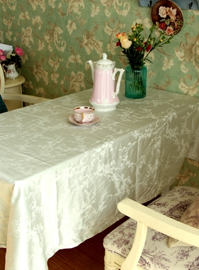 特价外单美式乡村欧式格调银灰色枝丫提花长方桌布盖巾140*179cm