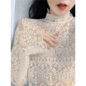 微胖穿搭蕾丝打底衫 女秋冬2025大码 胖妹妹mm半高领显瘦内搭上衣潮