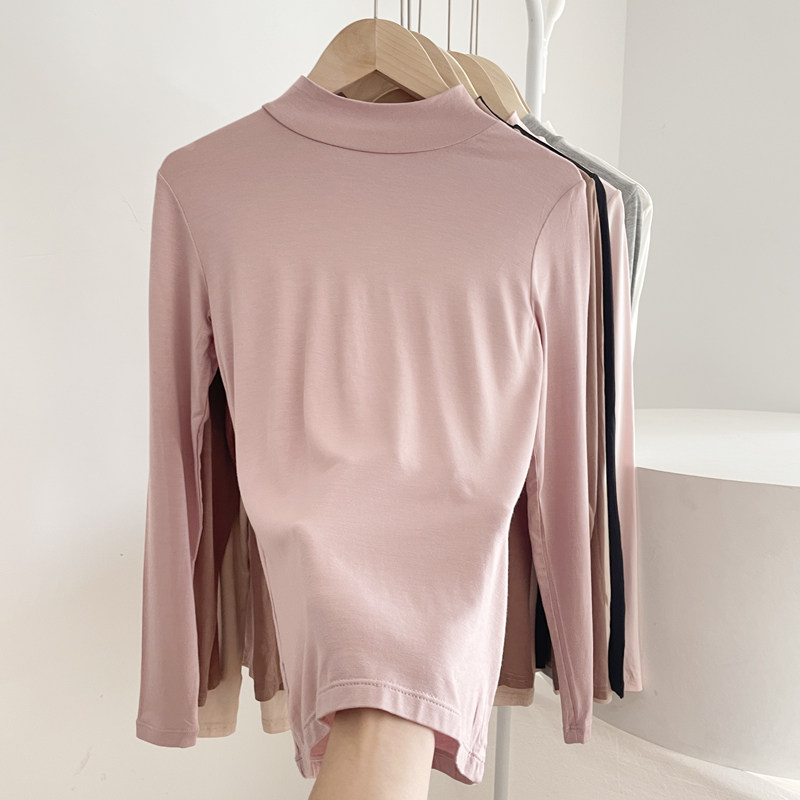 半高领纯色修身打底衫女韩版200秋冬莫代尔长袖t恤时尚内搭上衣,女装/女士精品,T恤,淘宝优惠券,粉丝福利购,淘宝优惠卷