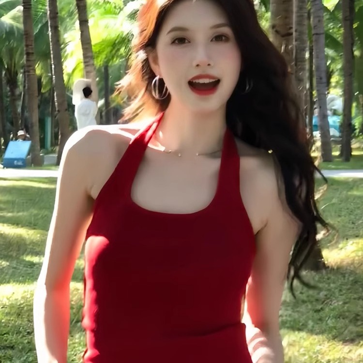 红色港风挂脖小吊带背心女夏内搭带胸垫外穿海边辣妹纯欲无袖上衣