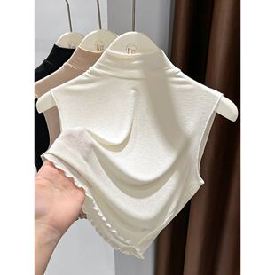 木耳边假领子百搭女高档秋冬半高领莫代尔打底衫内搭面膜上衣短款