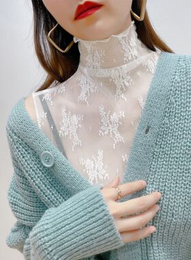 假领子女百搭秋冬2025新款无袖背心蕾丝打底衫女毛衣内搭装饰领子