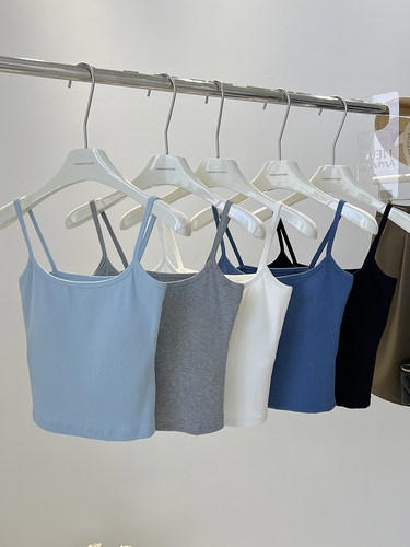 螺纹棉弹力带胸垫背心女短款修身显瘦打底小吊带上衣2024新款夏天