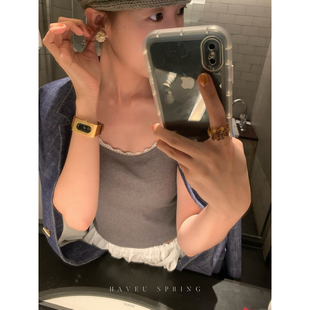 高弹力蕾丝边少女一体固定背内搭单穿吊带背心女内衣 新款 8131