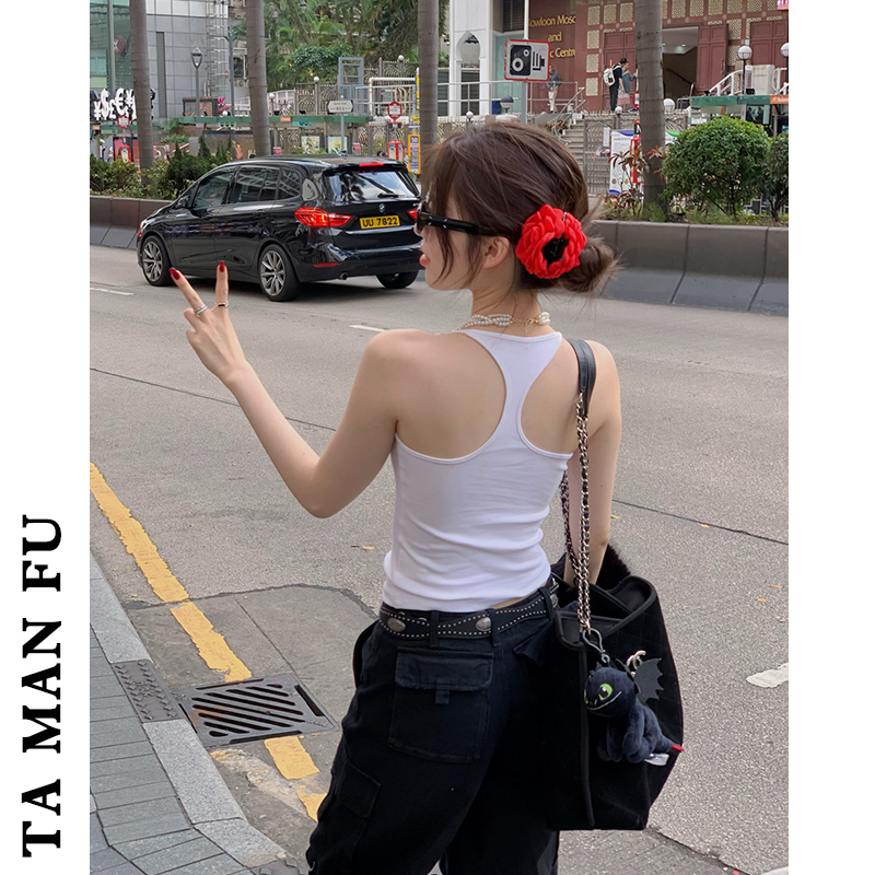 白色工字美背吊带背心女内搭带胸垫一体文胸性感瑜伽运动甜酷上衣