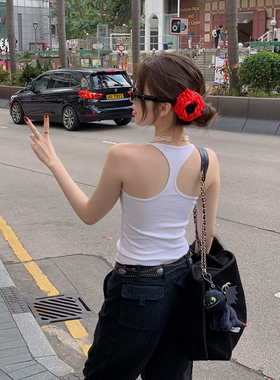 白色工字美背吊带背心女内搭带胸垫一体文胸性感瑜伽运动甜酷上衣