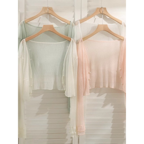 防晒衣女款夏季2025新款外搭短款冰丝小披肩配吊带连衣裙海边罩衫