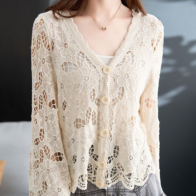 2025新款夏季设计感薄款镂空短外套女搭配吊带裙子的小外搭防晒衣