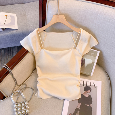 2025新款法式高级感方领短款上衣