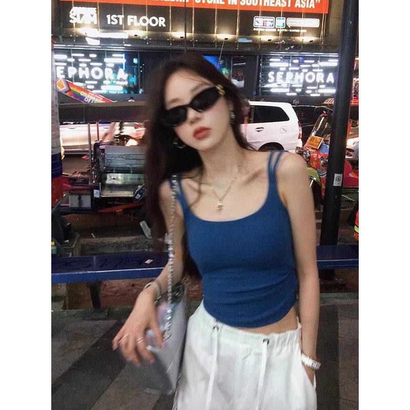 带胸垫双肩吊带背心女夏遮副乳内搭打底外穿美背辣妹修身短款上衣