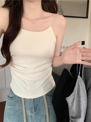 法式透明肩带小吊带背心女内搭美背文胸一体打底自带胸垫上衣春装