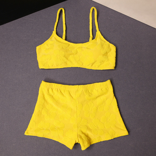 2025分体泳衣女高腰遮肚显瘦平角绝美bikini度假比基尼泡温泉泳装