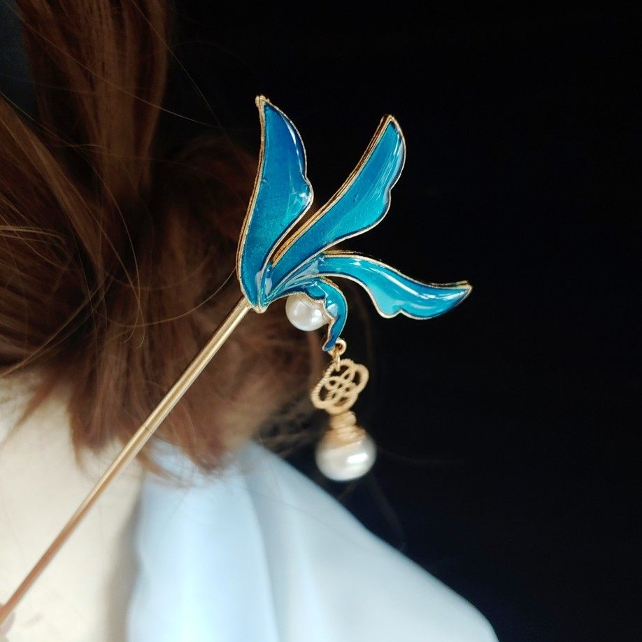 景泰蓝古风汉服配饰发饰头饰发簪棍钗合金镀金少女盘发挽发原创设