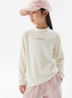 儿童澳绒保暖柔软弹力打底衫女童半高领长袖t恤2025新款冬季上衣