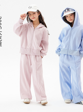 女童卫衣外套卫裤套装秋冬款新款大克重儿童休闲上衣中大童两件套