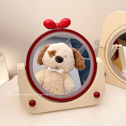 led折叠化妆镜带灯补光小镜子桌面台式便携学生宿舍办公室梳妆台