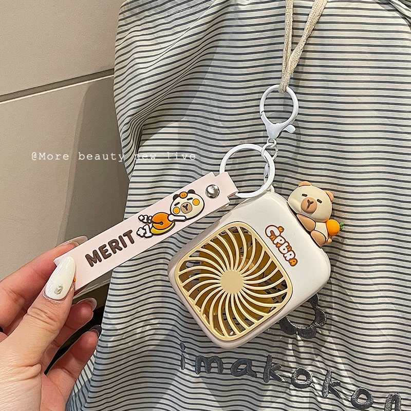 卡皮巴拉手持小风扇迷你钥匙扣挂件随身便捷迷你小型usb充电电扇