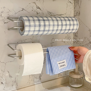 厨房卷纸架吸盘保鲜膜悬挂吸油纸挂架置物收纳专用免打孔纸巾支架