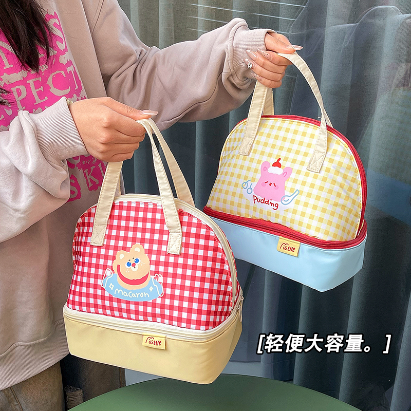 饭盒手提袋子高颜值上班族洋气提饭包早餐保温餐盒便当袋加厚铝箔