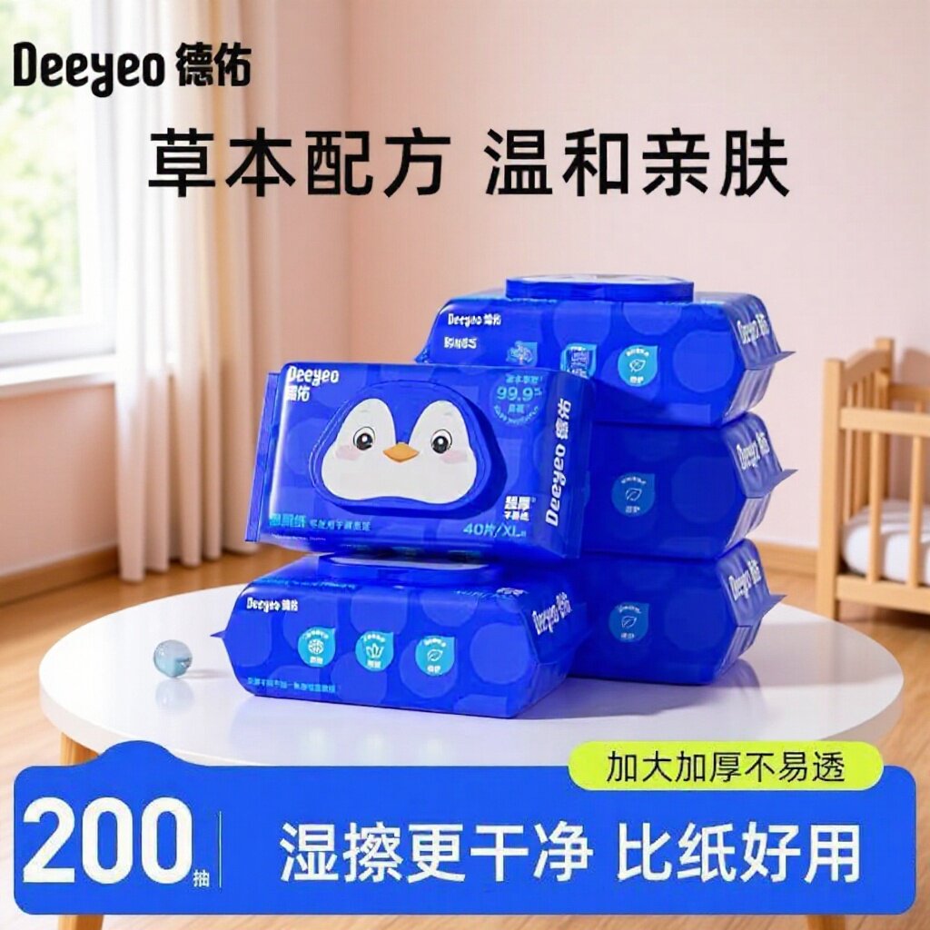 德佑湿厕纸便携装清洁湿厕巾湿巾可冲散洁厕纸巾单包40抽*1包