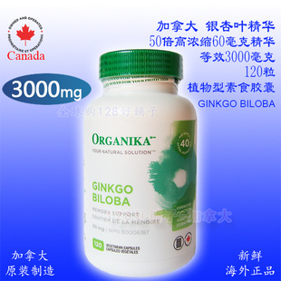 高浓缩3000mg 120粒大脑128好铺子 加拿大银杏叶精华Organika