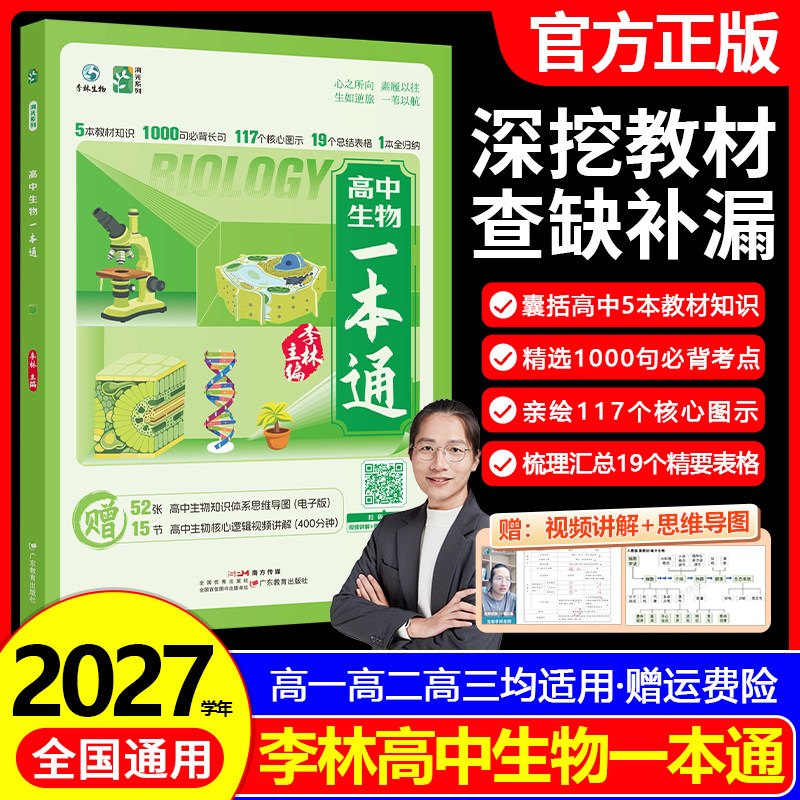 2027李林高中生物一本通生物教材基础知识点归纳总结大全思维导图视频讲解清单手册必修选择性选修高一高二高三高考复习资料教辅书图片