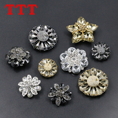 女士皮草貂皮花瓣大纽扣羊绒大衣扣裘皮水晶水貂装 饰扣子水钻钻扣