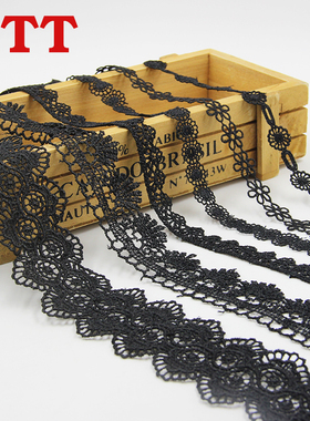 黑色蕾丝花边水溶刺绣花边下摆裙子装饰衣服服装辅料手工DIY布料