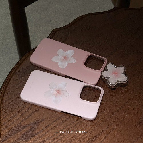 TWINKLE 樱花纯色ins韩国磨砂半包硬壳适用于iPhone17promax