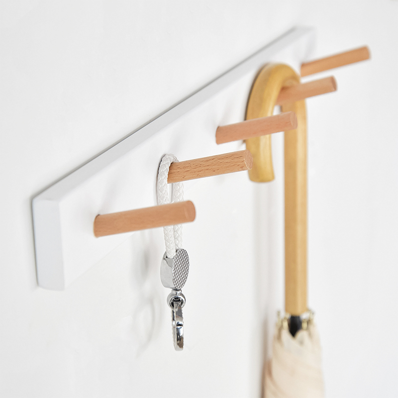 北欧白色一排长条免打孔挂衣钩