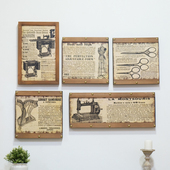 饰画橱窗壁画组合画 模特装 壁饰墙饰 挂画 复古乡村做旧服装