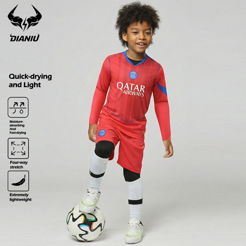 大巴黎圣日耳曼长袖球衣儿童足球训练队服套装男款成人定制秋冬季