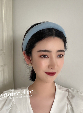 韩国东大门显脸小发箍纯色海绵头箍蓝色发卡洗脸压发女高颅顶神器