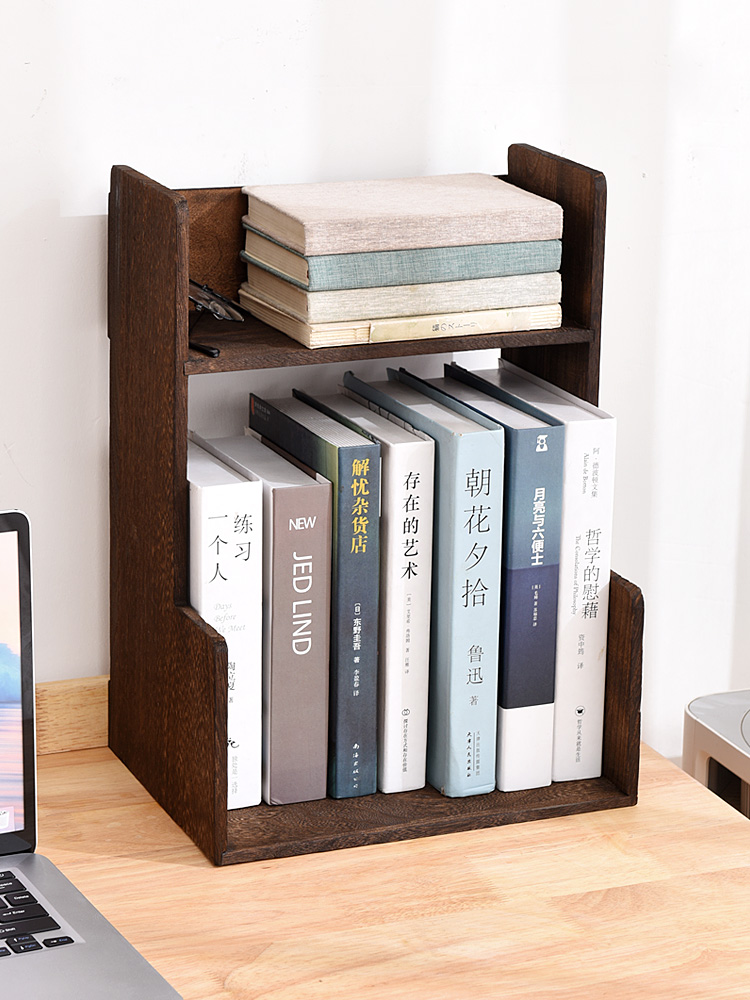 实木桌面收纳架储物阶梯学生书柜
