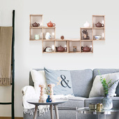 博古架多宝阁实木中式 置物架墙上壁挂禅意 现代简约挂墙茶架壁挂式