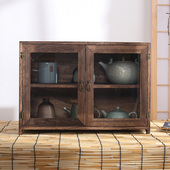 实木书柜茶叶柜紫砂壶博古架置物架茶器展示茶具防尘玻璃收纳餐柜